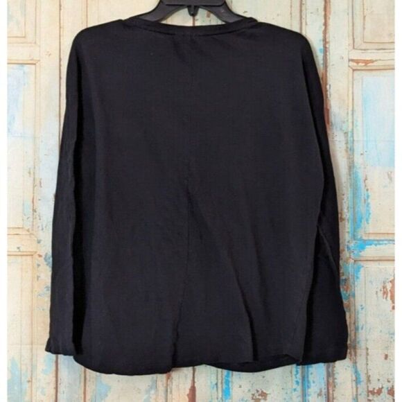 Style & Co Womens M Black T-Shirt Solid Long Sleeve Round Neck Pullover Regular - Picture 3 of 9